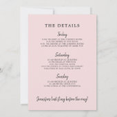 Modern Blush Bachelorette Weekend Itinerary Kaart (Achterkant)