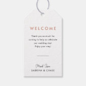 Modern Blush Beach Weddenschap Welcome Bag Label Cadeaulabel (Voorkant)