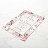 Modern Blush Bloemen Bruiloft Roos Gold Folie Uitnodiging (Gedraaid)