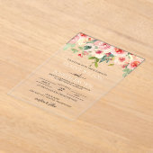 Modern Blush Bloemen Huwelijk Acryl Uitnodigingen (Laagn)