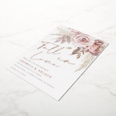 Modern Blush Bloemen Roos Gouden Herfst In Liefde  Folie Uitnodiging (Gedraaid)