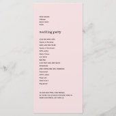 Modern Blush Bloemen Trouwprogramma Programmakaart (Achterkant)