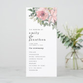 Modern Blush Bloemen Trouwprogramma Programmakaart (Staand voorkant)