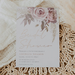 Modern Blush Bloemen Vrijgezellenfeest Echt Roos G Folie Uitnodiging
