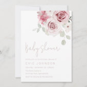 Modern Blush Bloemen Waterverf Rozen Baby shower Kaart (Voorkant)