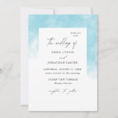 Modern Blush Blue Waterverf huwelijksuitnodiging Kaart (Voorkant)