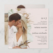 Modern Blush Boho Two Photo Wedding Kaart (Voorkant / Achterkant)