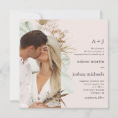 Modern Blush Boho Two Photo Wedding Kaart (Voorkant)
