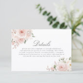 Modern Blush Botanical Wedding Details Informatiekaartje (Staand voorkant)