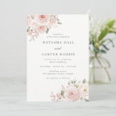 Modern Blush Botanical Wedding Kaart (Staand voorkant)