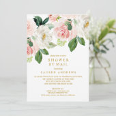 Modern Blush Bouquet geannuleerd Shower Gold Weddi Kaart (Staand voorkant)
