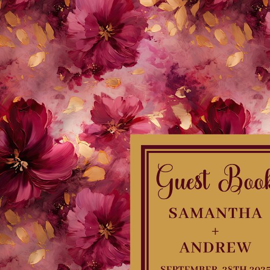 Modern Blush Bourgondië Goud Trouwen Gastboek Gift Gastenboek