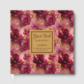 Modern Blush Bourgondië Goud Trouwen Gastboek Gift Gastenboek (Voorkant)