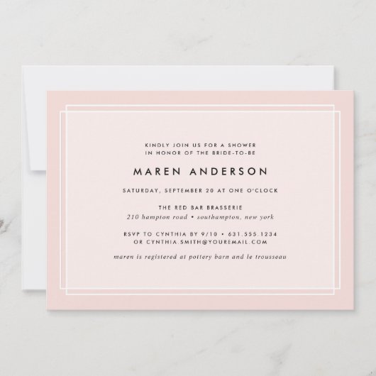 Modern Blush | Bridal Shower-uitnodiging Kaart (Voorkant)