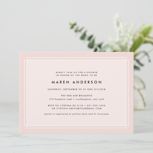 Modern Blush | Bridal Shower-uitnodiging Kaart (Staand voorkant)