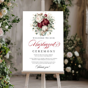 Modern Blush Burgundy Uitgezet Ceremoniebord Poster