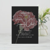 Modern Blush Carnation Black Birthday Kaart (Staand voorkant)