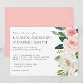 Modern Blush | Chic Botanical Pink Floral bruiloft Kaart (Voorkant / Achterkant)