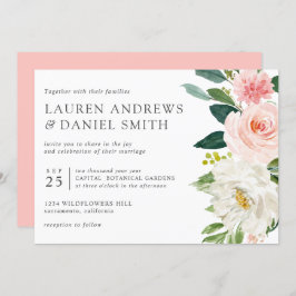 Modern Blush | Chic Botanical Pink Floral bruiloft Kaart