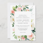 Modern Blush | Chic Botanical Pink Floral Wedding Kaart (Voorkant)