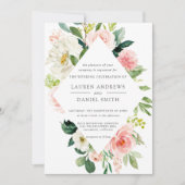 Modern Blush | Chic Diamond Pink Floral Wedding Kaart (Voorkant)