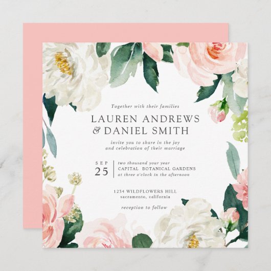 Modern Blush | Chinees bruiloft in Botanische Garl Kaart (Voorkant / Achterkant)