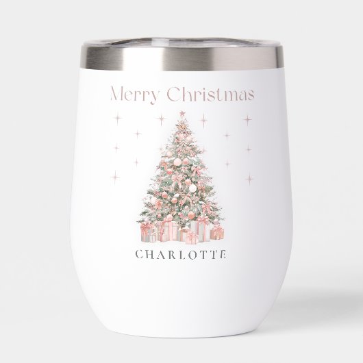 Modern Blush Christmas Tree – Personalized Holiday (Achterkant)