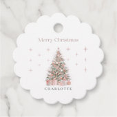 Modern Blush Christmas Tree – Personalized Holiday Bedankjes Labels (Voorkant)