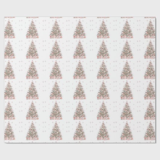 Modern Blush Christmas Tree – Personalized Holiday Cadeaupapier (Vlak)