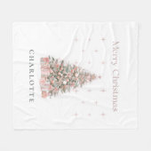 Modern Blush Christmas Tree Personalized Holiday  Fleece Deken (Voorkant (Horizontaal))