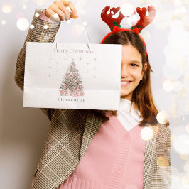 Modern Blush Christmas Tree Personalized Holiday  Groot Cadeauzakje