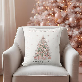 Modern Blush Christmas Tree – Personalized Holiday Kussen