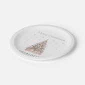 Modern Blush Christmas Tree Personalized Holiday  Papieren Bordje (Gekanteld)