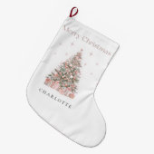 Modern Blush Christmas Tree Personalized Stocking Grote Kerstsok (Voorkant (Hangend))