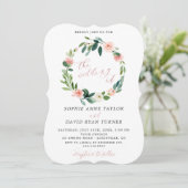 Modern Blush Cream Floral Roos Gold Wedding Kaart (Staand voorkant)