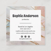 Modern Blush & Cream Marble Square Business Card Vierkante Visitekaartje (Achterkant)