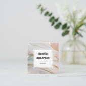 Modern Blush & Cream Marble Square Business Card Vierkante Visitekaartje (Staand voorkant)