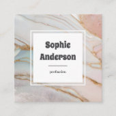 Modern Blush & Cream Marble Square Business Card Vierkante Visitekaartje (Voorkant)