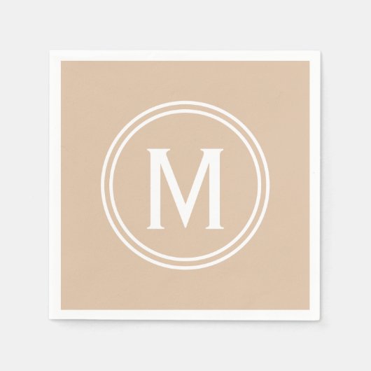 Modern Blush Custom Round Framed Monogram Servet (Voorkant)