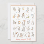 Modern Blush Dierenalfabet ABC Eerste Verjaardag Kaart (Voorkant)