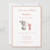 Modern Blush Dierenalfabet ABC Eerste Verjaardag Kaart (Achterkant)