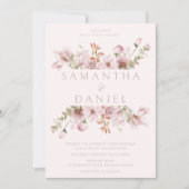 Modern Blush & Dusty Roos Bloemenbruiloft Kaart (Voorkant)