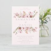 Modern Blush & Dusty Roos Bloemenbruiloft Kaart (Staand voorkant)