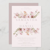 Modern Blush & Dusty Roos Bloemenbruiloft Kaart (Voorkant / Achterkant)