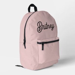 Modern Blush Dusty Roze Monogram en Naam Bedrukte Rugzak