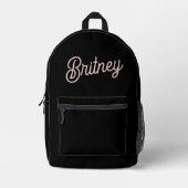 Modern Blush Dusty Roze Monogram en Naam Bedrukte Rugzak (Voorkant)