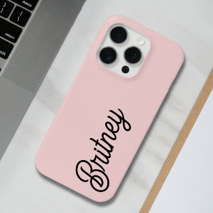 Modern Blush Dusty Roze Monogram en Naam iPhone 15 Pro Case