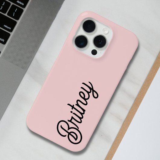 Modern Blush Dusty Roze Monogram en Naam Case-Mate iPhone Case