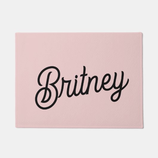 Modern Blush Dusty Roze Monogram en Naam Deurmat (Voorkant)