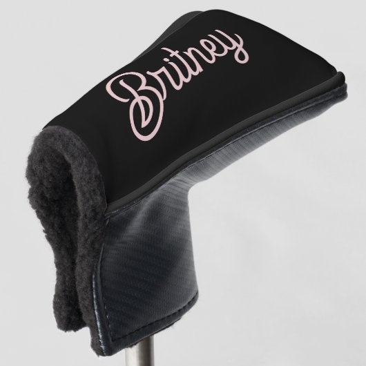 Modern Blush Dusty Roze Monogram en Naam Golfheadcover (3/4 voorkant)